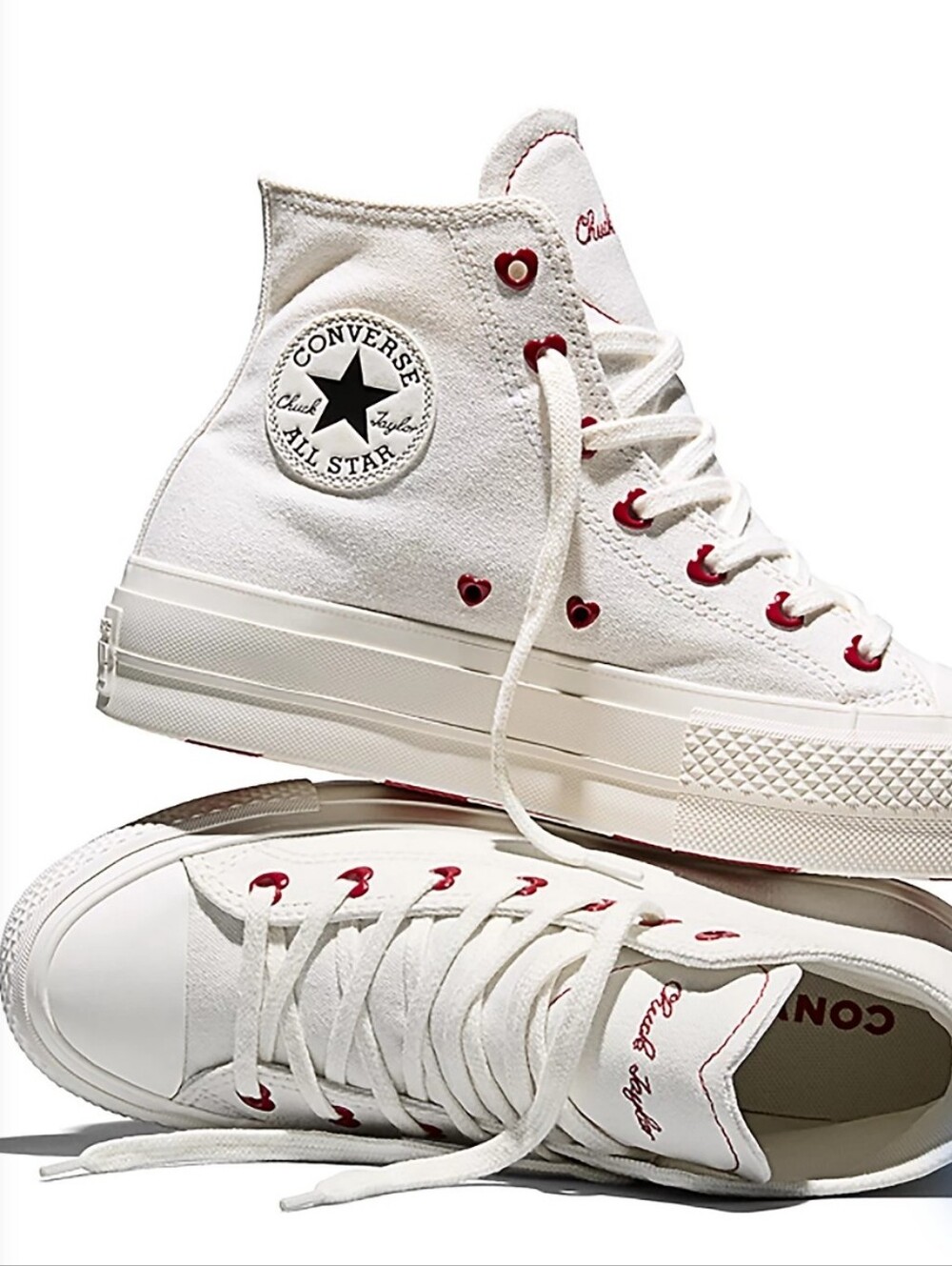 Converse Chuck Taylor All Star Hearts Hi Lift VDay Shoes - Picture 1 of 11